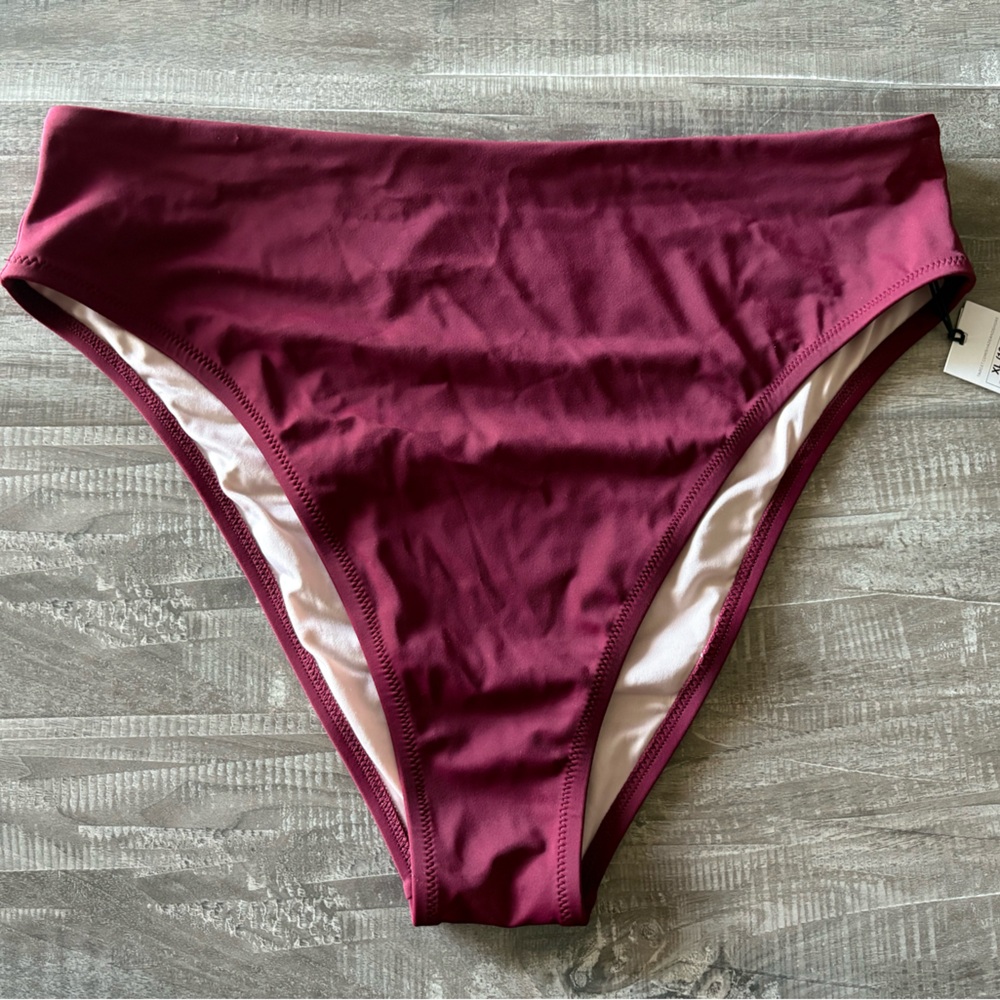 Shade & Shore Maroon High-Waist Lowest Coverage Extra Cheeky Bikini Bottom XL